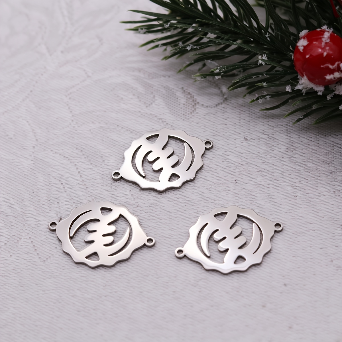 3pcs Gye Nyame Adinkra Charm Connectors for DIY Jewellery Making